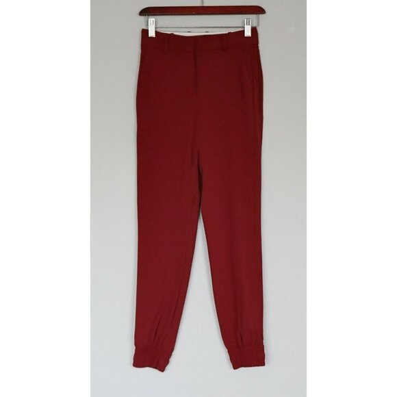 Aritzia Babaton Atelier Burgundy Red Size 00 Trouser Elastic Cuff Work Pant $148 - Picture 5 of 5